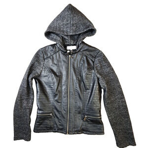 Charlotte Russe Biker Jacket Size Small Black Sweater Jacket Hooded